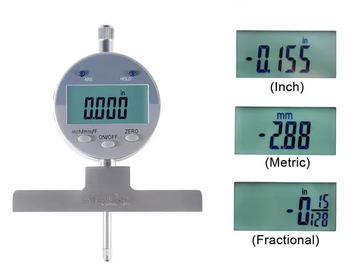 Vista 7 de Accusize Industrial Tools - Medidor de profundidad digital electrónico de 0-55.9 cm, en pulgadas/métrico/fraccional, con 2 puntos extra