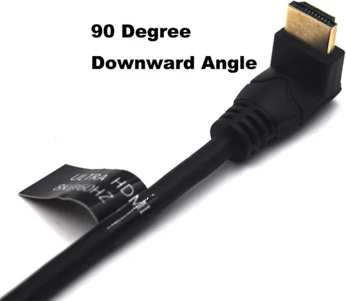 Vista 2 de Cable de extensión HDMI 8K a 60Hz de 2 pies, 48 Gbps, cable Ultra HD, recto hembra a macho en ángulo descendente, extensor HDMI 2.1, cable