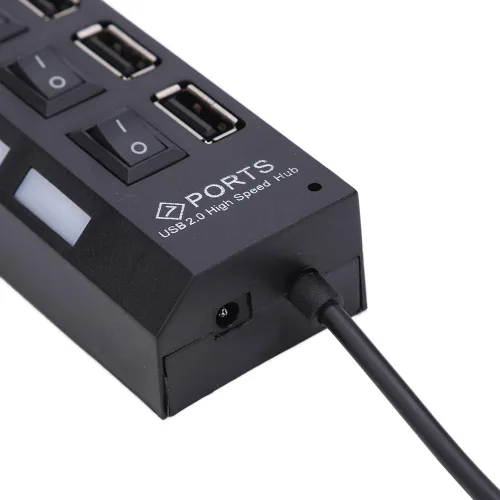 Vista 5 de Hub USB de 7 puertos con interruptor de encendido/apagado, negro