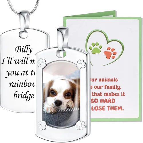 Vista 32 de Fanery Sue Collar personalizado para cenizas de mascotas para perros y gatos, foto y texto personalizados, regalo de condolencia, regalo