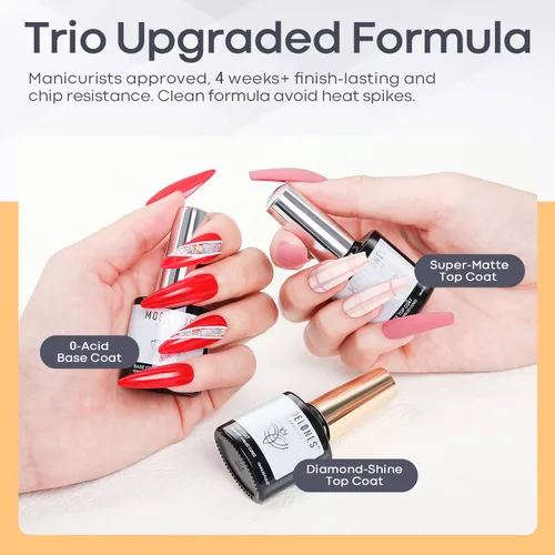 Vista 2 de modelones Gel Top Base Coat Set No Wipe Glossy Matte Finish 3PCS A-transparente-3