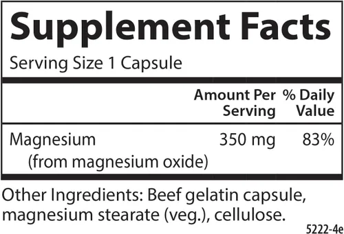 Vista 2 de Carlson - Magnesio, 350 mg, Apoyo Cardiovascular, Función Muscular y Salud Nerviosa, 180 cápsulas