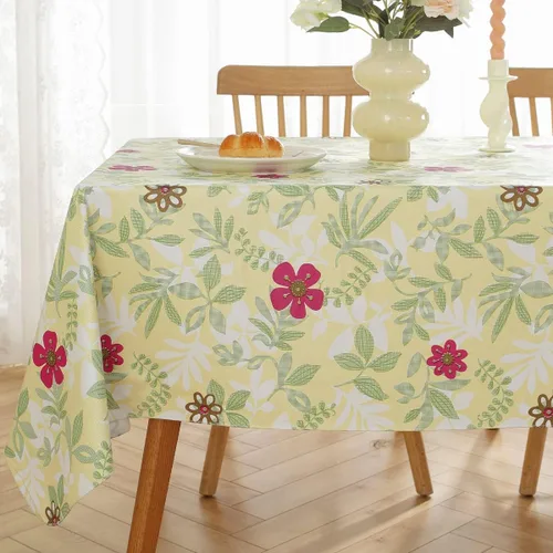 Vista 8 de Mantel de vinilo para primavera y verano con reverso de franela rectangular de 52 x 70 pulgadas, 100% impermeable y resistente al aceite, mantel