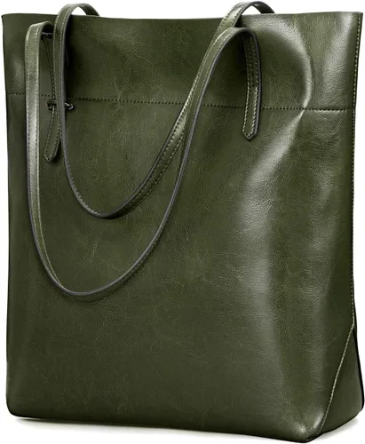 Vista 11 de Kattee Cartera bandolera de cuero auténtico vintage para mujer con asas ajustables