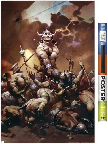 Vista 17 de Trends International Frank Frazetta - Póster de pared de destructor, 34 pulgadas de largo x 22.4 pulgadas, versión enmarcada en oro Versión