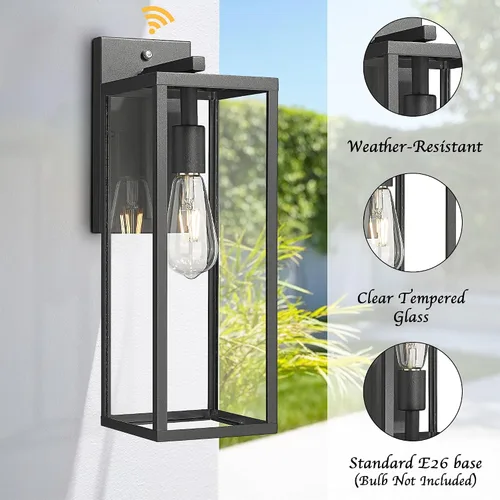 Vista 13 de Bestshared Linterna de pared grande de 18 pulgadas con sensor de atardecer a amanecer, color negro