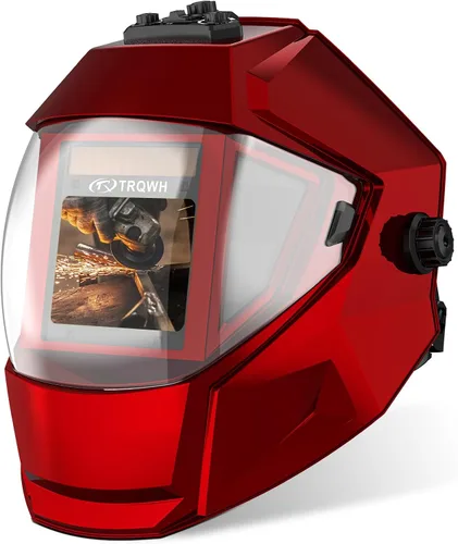 Vista 10 de TRQWH - Casco de soldadura con vista panorámica, oscurecimiento automático, color real, máscara de soldadura con sensor de 4 arcos, visualización