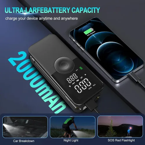 Vista 4 de Inflador de neumáticos, compresor de aire portátil, bomba de aire automática para neumáticos de automóvil, compresor de aire portátil de 150 PSI