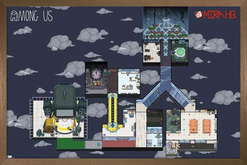 Vista 15 de Among Us - Póster de pared Mira Map, 22.4 pulgadas de largo x 14.7 pulgadas de ancho, versión enmarcada de madera de granero Versión enmarcada