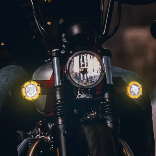 Vista 5 de surpassme 2 luces indicadoras LED de luz intermitente blanca y secuencia ámbar para motocicleta, luces de circulación diurna DRL Switchback Glow
