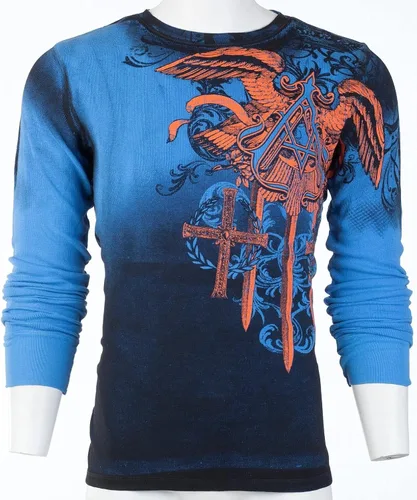 Vista 5 de Archaic by Affliction - Camisa térmica de manga larga para hombre, Azul