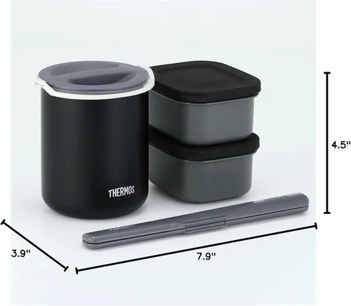 Vista 4 de Thermos - Fiambrera aislante térmico de aproximadamente 0.8 Go DBQ-362 MTBK (importación de Japón)