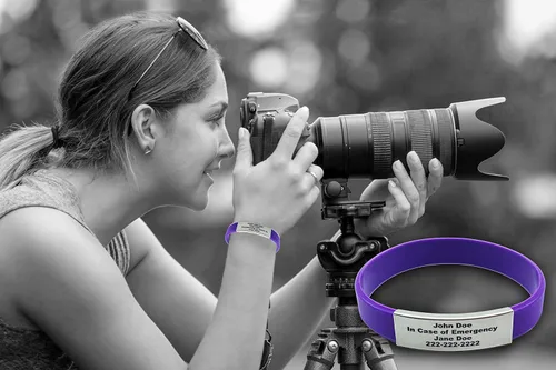 Vista 7 de Pulsera de identificación médica personalizada - Pulsera de seguridad para personas mayores grabada personalizada - Alerta de Alzheimer