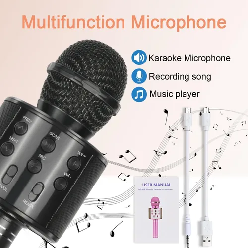 Vista 3 de Viposoon Los mejores regalos para niños, micrófono inalámbrico de karaoke Bluetooth para regalos de cumpleaños para niñas y niños de 4 a 12 años