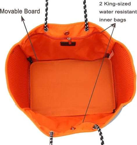 Vista 5 de QOGiR Bolsa de playa multiusos de neopreno con bolsillo interior con cierre de cremallera