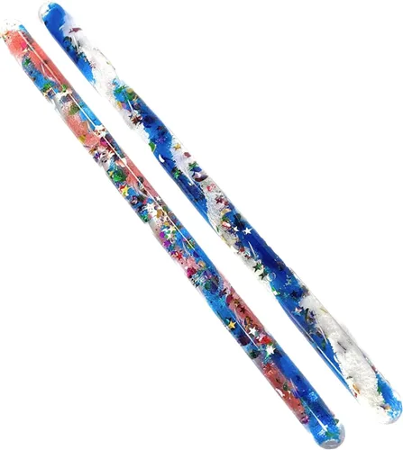 Vista 6 de Star Magic Varita con espiral con purpurina, tubo maravilloso, de princesa, Halloween, hada, paga, mago, 2 varitas (aguamarina/rosa, azul/rojo)