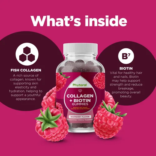 Vista 5 de Gomitas de colágeno hidrolizado, vitaminas para adultos, para el cabello, la piel y las uñas, gomitas para un crecimiento saludable del cabello
