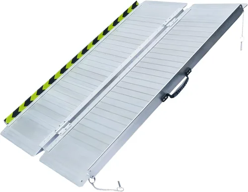 Vista 8 de Rampa portátil plegable antideslizante para silla de ruedas para escalones del hogar, escaleras, puertas, scooter, cortacésped, rampa