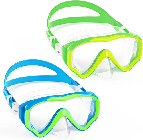Vista 15 de VegoVia Gafas de natación para niños con cubierta para la nariz, antiempañamiento de visión amplia, máscara de natación transparente para niños