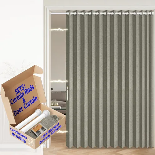 Vista 17 de AJAZZ Cortina de puerta magnética 100% opaca de acordeón para armario, cortina invisible para puerta interior de dormitorio, sala de estar, pasillo