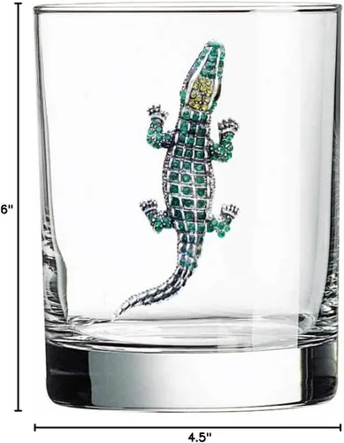 Vista 3 de THE QUEENS' JEWELS Alligator Jeweled Double Old Fashioned, 14 oz. Regalo único para mujeres, cumpleaños, lindo, divertido, cóctel, sin pintar