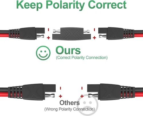 Vista 5 de POWISER - Cable de extensión SAE a SAE de 3 pies, conector de desconexión rápida 16 AWG, para panel solar automotriz, enchufe SAE (3 pies (16 AWG))