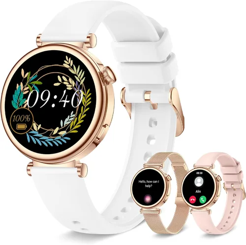 Vista 9 de Reloj inteligente para mujer con llamada Bluetooth, reloj de fitness de 1.27 pulgadas, contador de pasos, monitor de sueño de frecuencia cardíaca