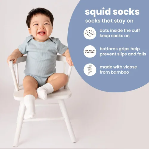 Vista 21 de squid socks Calcetines de viscosa de bambú 0-6M, 6-12M, 12-24M y 2T-3T Calcetines que se mantienen puestos