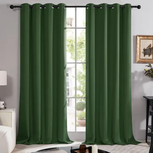 Vista 80 de Deconovo Cortinas opacas 100% con forro negro, cortinas con ojales aisladas térmicamente que reducen el ruido, doble capa para oscurecer