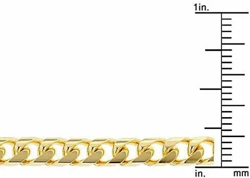 Vista 4 de The Diamond Deal Mens Hollow 10K Yellow Gold 4.5mm Shiny Hollow Miami Cuban Link Chain Necklace For men for Pendants Or Mens Bracelet with