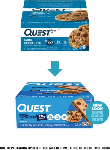 Vista 2 de Quest Nutrition Barra de proteínas con chispas de chocolate de avena, baja en carbohidratos, sin gluten, apta para ceto, 12