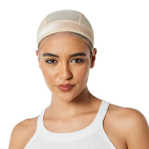 Vista 10 de Gorra de silicona de encaje para mujer, banda de agarre ajustable, gorra sin pegamento para encaje y pelucas de una sola parte superior (beige, L)