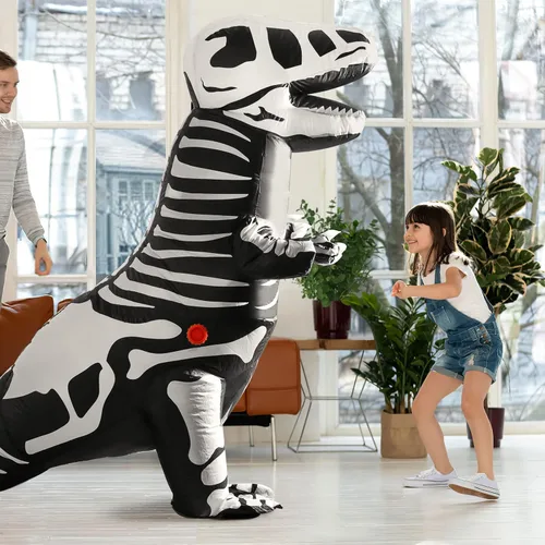 Vista 6 de Disfraz inflable de dinosaurio para Halloween disfraz inflable de esqueleto T-Rex de cuerpo completo