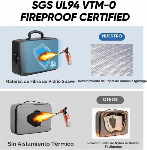 Vista 6 de BALEINE Caja de Documentos Ignífuga con Cerradura, Bolsa de Documentos Ignífuga Portátil Impermeable Cajas de Archivos Ignífugas para Documentos
