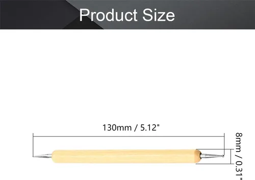 Vista 2 de Utoolmart Herramientas de punteado con punta de bola, puntas de bola de doble extremo, mango de madera, herramientas decorativas, patrón de relieve