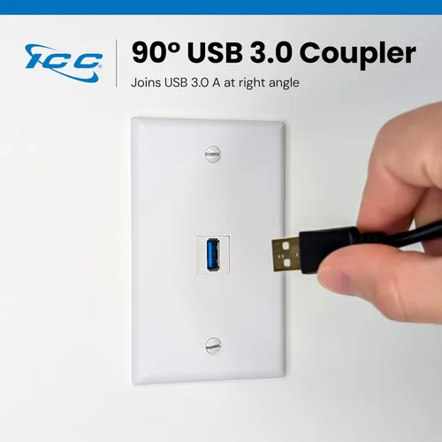 Vista 2 de ICC Acoplador modular USB 3.0 de 90 grados en blanco para estilo HD