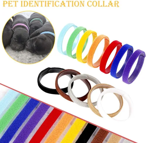Vista 3 de Sowaka 12 collares de parto para cachorros, multicolor, ajustables, de doble cara, reutilizables, cómodos, de tela suave, bandas de identificación