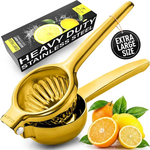 Vista 11 de Zulay Kitchen Exprimidor de limón de acero inoxidable, antideslizante, diseño ergonómico con cuenco exprimidor sólido y resistente, exprimidor negro