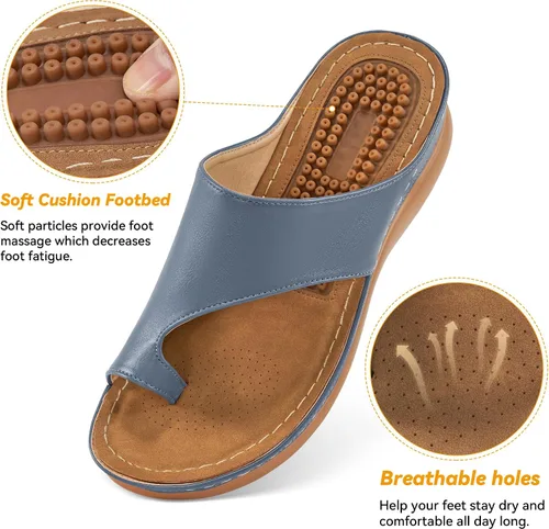 Vista 24 de Sandalias ortopédicas de cuña para mujer: cómodas y elegantes sandalias de verano para mujer, cómodas y casuales para caminar con plataforma