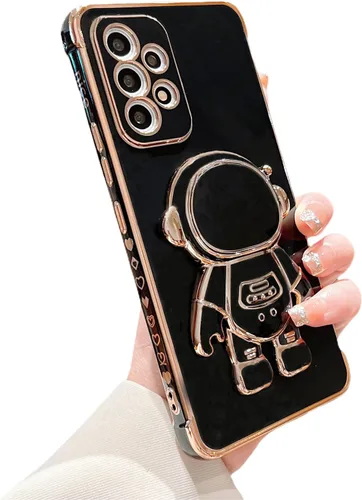 Vista 66 de phylla para Samsung Galaxy A12 Funda de Teléfono con Soporte Oculto de Astronauta Chapado en Oro de Lujo Lindo Astronauta Lateral Lindo