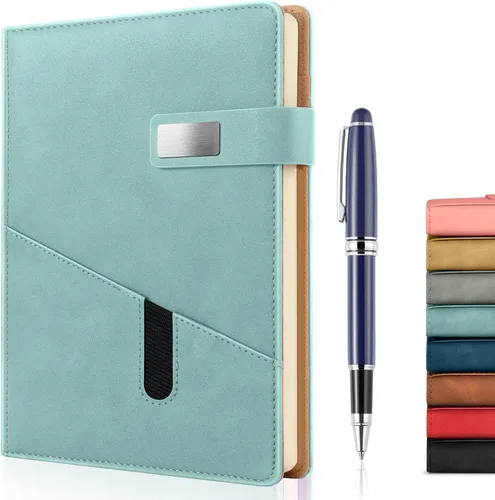 Vista 14 de Cuaderno A5 en blanco, cuaderno de bocetos de cuero de tapa dura recargable con bolsillo y hebilla magnética, 240 páginas gruesas de viaje