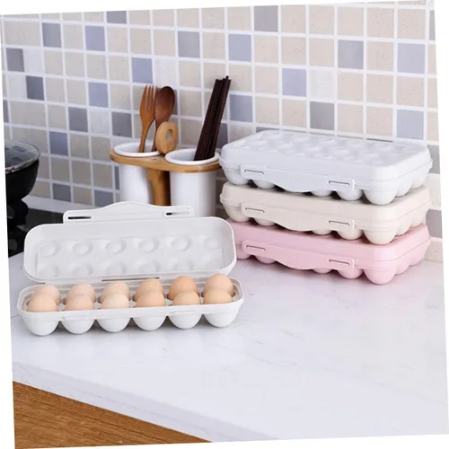 Vista 3 de SOLUSTRE Contenedor de huevos de 2 piezas, contenedor de 18 huevos, bandeja apilable de PP para huevos con tapa, bandeja de almacenamiento