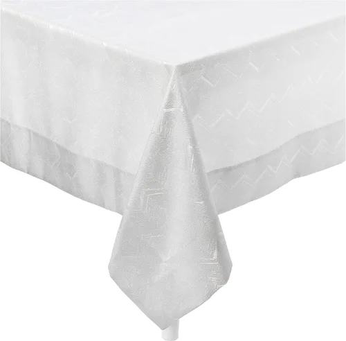Vista 4 de Violet Linen Princess Zig Zag rayas verticales patrón cheurón, jacquard de poliéster, con hilo metálico, crema, 70 x 160 pulgadas, asientos de 14 a