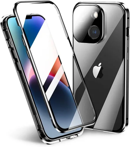 Vista 22 de Funda magnética con bloqueo de seguridad para iPhone 11 Pro de doble cara de vidrio de 360°, cubierta de cuerpo completo con protector de lente