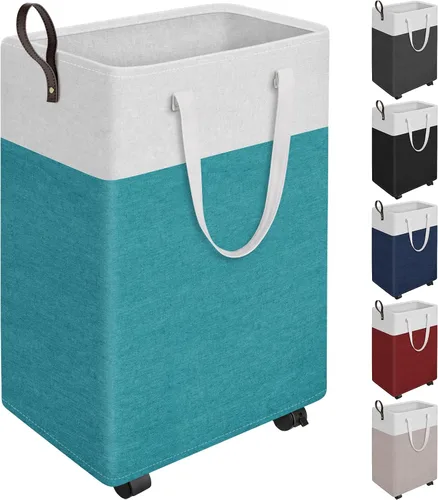Vista 11 de HomeHacks - Cesta de lavandería rodante de 75L con ruedas, cesta de ropa plegable e impermeable, cesta de ropa móvil, contenedores de almacenamiento