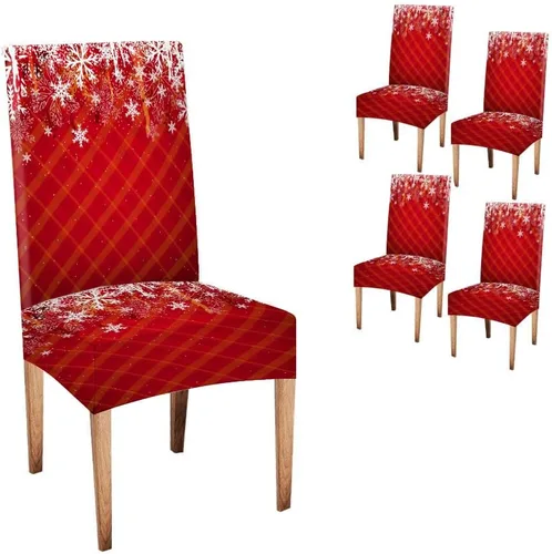 Vista 256 de CAPSCEOLL Christmas Dining Chair Covers,Snowflakes Festive Winter Pattern Stretch Chair Covers for Dining Room Set of 2 Washable Spandex Parson