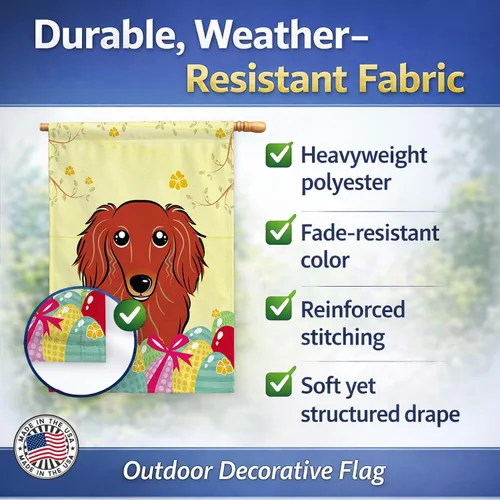 Vista 248 de Caroline's Treasures BB1923GF Bandera decorativa para jardín con diseño de Border Collie, para caza de huevos de Pascua, para jardín, jardín, patio