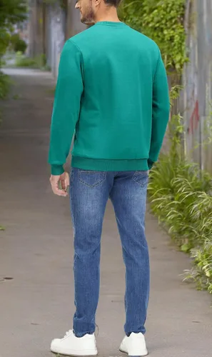 Vista 7 de MAGCOMSEN Sudadera de cuello redondo para hombre de manga larga casual cálida de forro polar