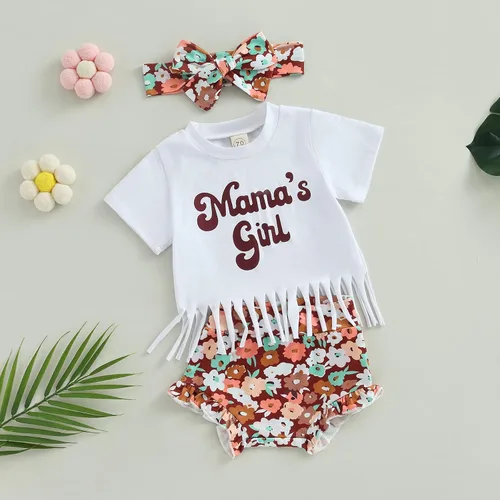 Vista 4 de Hiusmilekid Ropa de niña recién nacida, traje de verano para bebé, camiseta de manga corta, camiseta de manga corta, conjunto corto de verano de dos