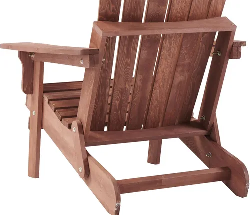 Vista 6 de Havemies Silla Adirondack plegable de madera de gran tamaño con respaldo premontado y tabla de asiento, silla de patio de madera para jardín, patio